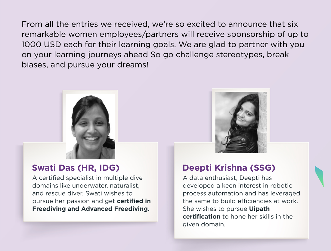 Swati Das (HR, IDG) ; Deepti Krishna (SSG)